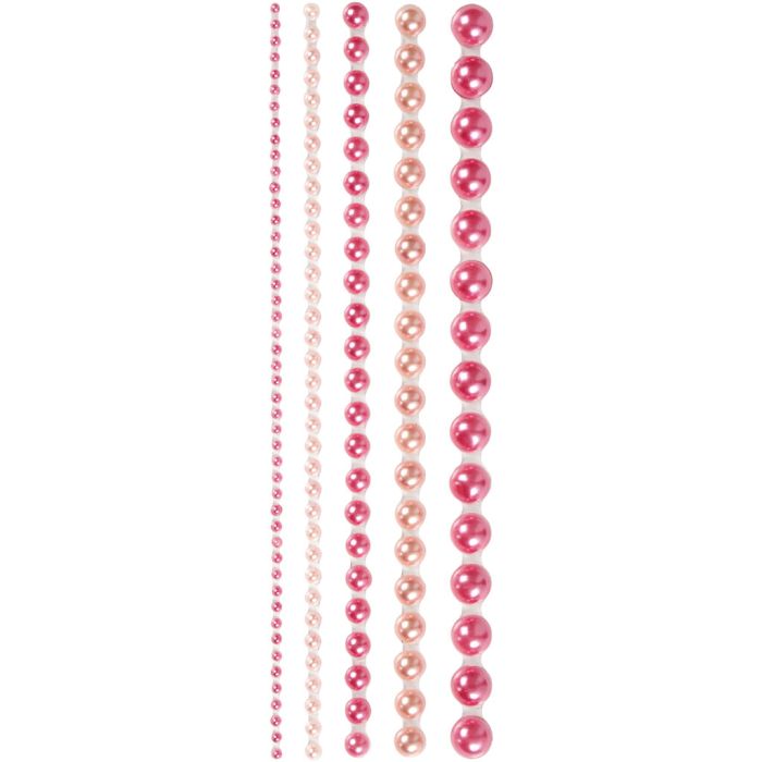 Medias perlas, medidas 2-8 mm, rosa, 140 ud/ 1 paquete