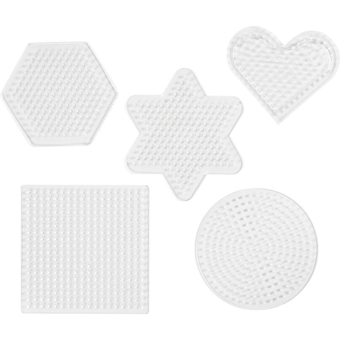 Placas de clavijas, formas variadas, medianas, medidas 9 cm, medium, transparente, 5 ud/ 1 paquete